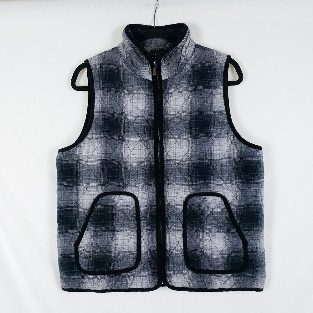 Caslon Cabincore Cotton Quilted Vest Womens L Plaid Country Barn Farm Chore